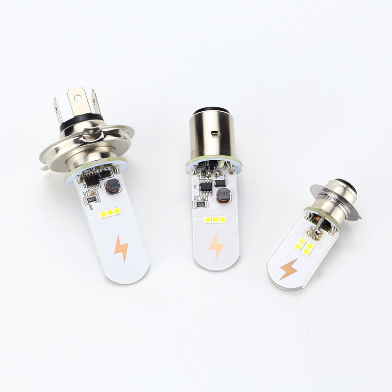 Factory Led Motorcycle Headlight Bulbs 1000LM 8W Spotlight Dual Color White Yellow H4 BA20D