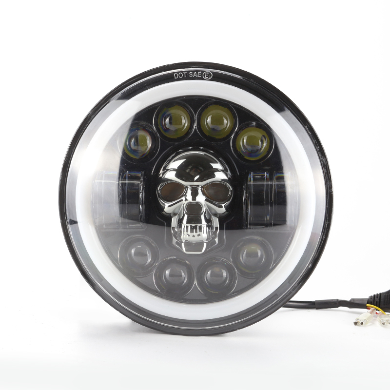 Automotive LED Headlights 7-inch Harley Headlights Retrofit Accessories Off-road Vehicle New Skull Herdsman Headlights