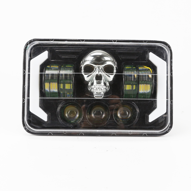 5-inch off-road refitted herder car led headlights square color changing skull head high and low beam motorcycle headlights